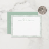 Gingham personalisiert Children's Green Note Card Mitteilungskarte (Vorderseite/Rückseite Beispiel)