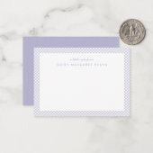 Gingham personalisiert Children's lila Note Card Mitteilungskarte (Vorderseite/Rückseite Beispiel)