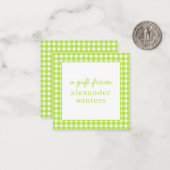 Gingham Personalisiert Gift Enclosure Cards Mitteilungskarte (Vorderseite/Rückseite Beispiel)