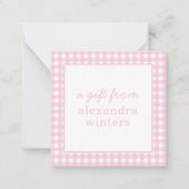Gingham Personalisiert Gift Enclosure Cards Mitteilungskarte (Vorderseite)