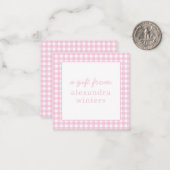 Gingham Personalisiert Gift Enclosure Cards Mitteilungskarte (Vorderseite/Rückseite Beispiel)