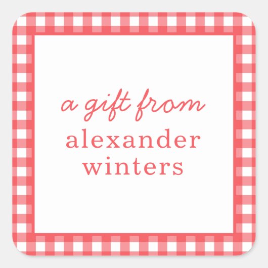 Gingham Personalisiert Gift Stickers (Vorderseite)