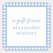 Gingham Personalisiert Gift Stickers (Vorderseite)