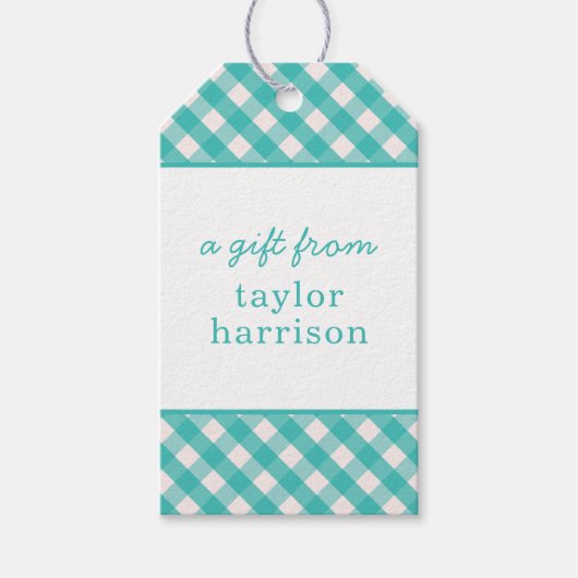 Gingham Personalisiert Gift Tags Geschenkanhänger (Vorderseite)