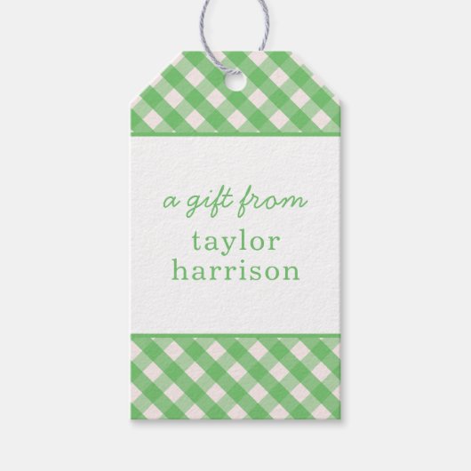 Gingham Personalisiert Gift Tags Geschenkanhänger (Vorderseite)