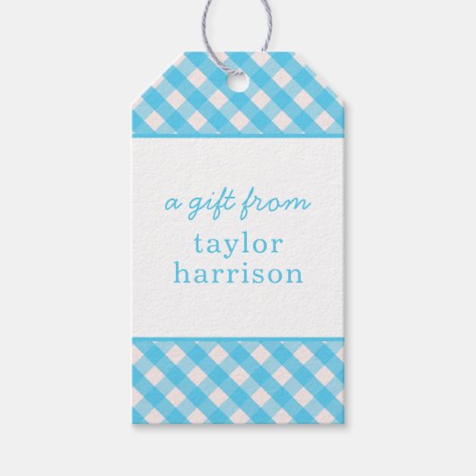 Gingham Personalisiert Gift Tags Geschenkanhänger (Vorderseite)
