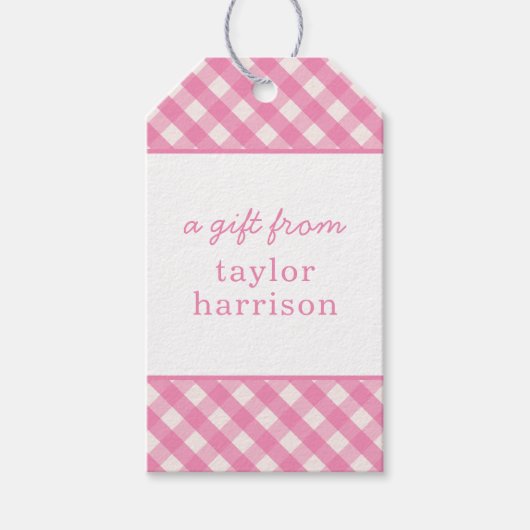 Gingham Personalisiert Gift Tags Geschenkanhänger (Vorderseite)