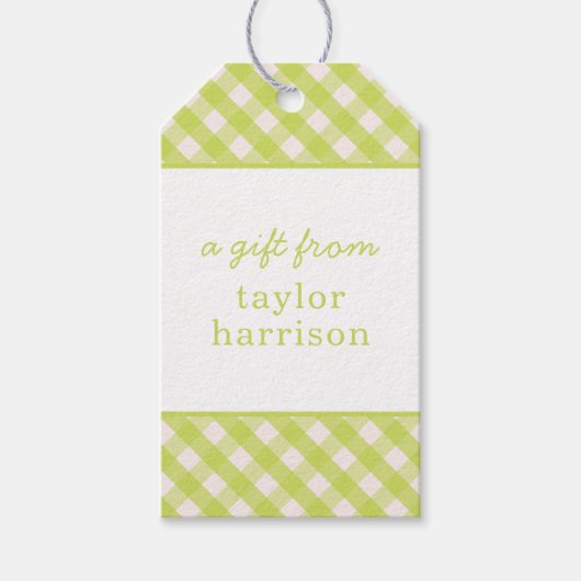 Gingham Personalisiert Gift Tags Geschenkanhänger (Vorderseite)