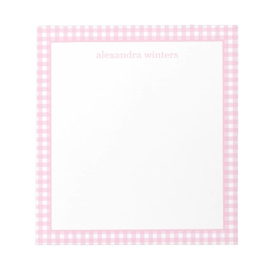 Gingham Personalisiert Notepad Notizblock (Vorderseite)