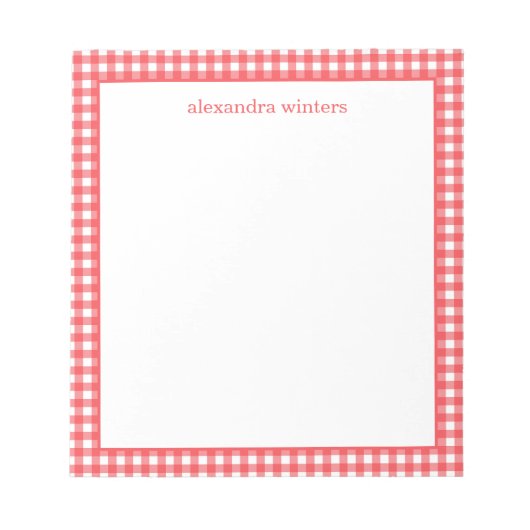 Gingham Personalisiert Notepad Notizblock (Vorderseite)