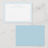 Gingham personalisiertes Kinderblau Mitteilungskarte (Vorne/Hinten)