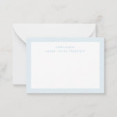Gingham personalisiertes Kinderblau Mitteilungskarte (Vorderseite)