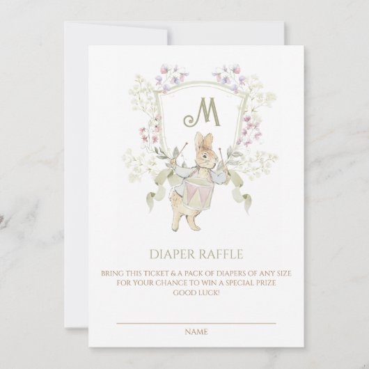 Gingham Peter der Rabbit Baby Duwer Diaper Raffle Einladung (Vorderseite)