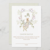 Gingham Peter der Rabbit Baby Duwer Diaper Raffle Einladung (Vorne/Hinten)