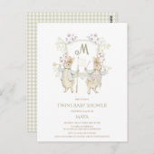 Gingham Peter der Rabbit Twins Baby Showbudget Postkarte (Vorne/Hinten)