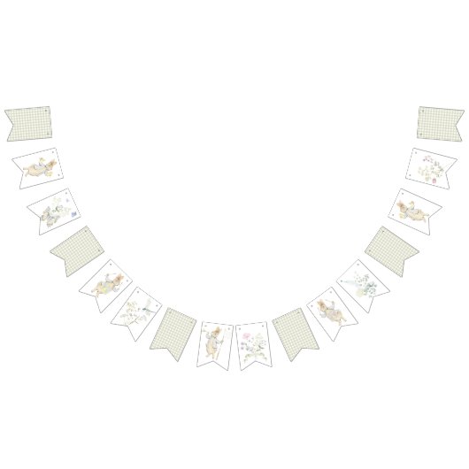 Gingham Peter die Rabbit Blue Monogram Baby Dusche Wimpelkette (Alle)