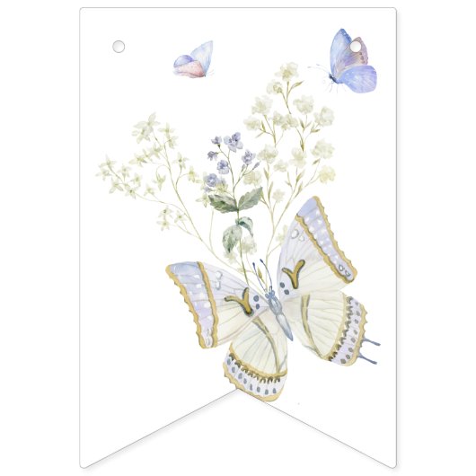 Gingham Peter die Rabbit Blue Monogram Baby Dusche Wimpelkette (Dritte Fahne)