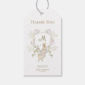 Gingham Peter die Rabbit Monogram Baby Dusche Geschenkanhänger (Vorderseite)