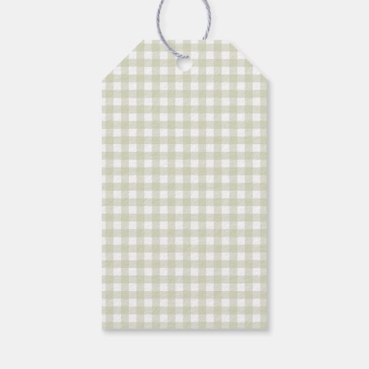 Gingham Peter die Rabbit Monogram Baby Dusche Geschenkanhänger (Rückseite)