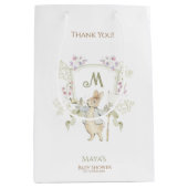 Gingham Peter die Rabbit Monogram Baby Dusche Mittlere Geschenktüte (Vorderseite)