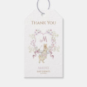 Gingham Peter die Rabbit Pink Monogram Baby Dusche Geschenkanhänger (Vorderseite)