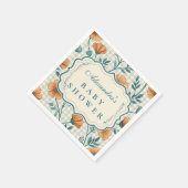 Gingham-Pfirsich-Blumen-Baby-Party Serviette (Ecke)