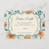 Gingham-Pfirsich-Blumen-Diaper-Raffle Begleitkarte (Vorderseite)