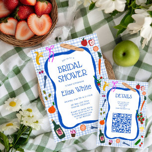 Gingham Picknick Modern Süß INDIVIDUELLER QR Braut Begleitkarte
