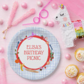 Gingham-Picknick Moderne Geburtstagsfeier CUSTOM Pappteller (Party)