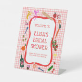 Gingham Picnic Modern CUSTOM Brautparty GIFT Sockelschild (Vorderseite)