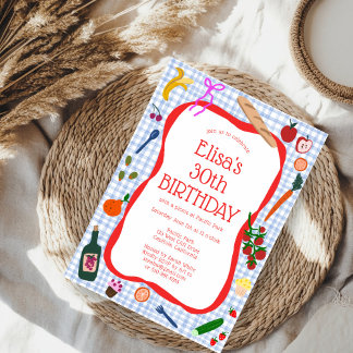 Gingham Picnic Modern Cute CUSTOM BIRTHDAY PARTY Einladung