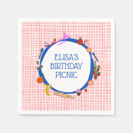 Gingham Picnic Modern Cute CUSTOM BIRTHDAY PARTY Serviette