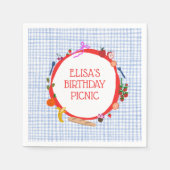 Gingham Picnic Modern Cute CUSTOM BIRTHDAY PARTY Serviette (Vorderseite)