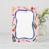 Gingham Picnic Modern Niedliches CUSTOM Brautparty Dankeskarte (Stehend Vorderseite)