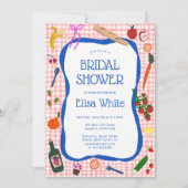 Gingham Picnic Modern Niedliches CUSTOM Brautparty Einladung (Vorderseite)