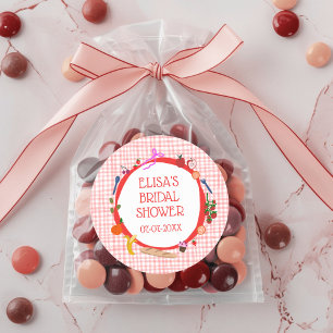Gingham Picnic Modern Niedliches CUSTOM Brautparty Runder Aufkleber