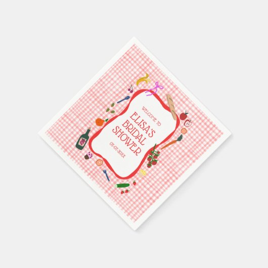 Gingham Picnic Modern Niedliches CUSTOM Brautparty Serviette (Ecke)