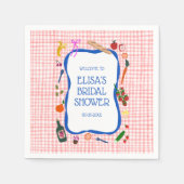 Gingham Picnic Modern Niedliches CUSTOM Brautparty Serviette (Vorderseite)