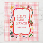 Gingham Picnic Modern Niedliches CUSTOM Brautparty Weinetikett (Einzelnes Label)