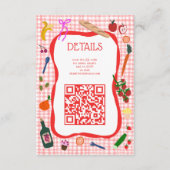 Gingham Picnic Modern Niedliches CUSTOM QR Brautpa Begleitkarte (Vorderseite)