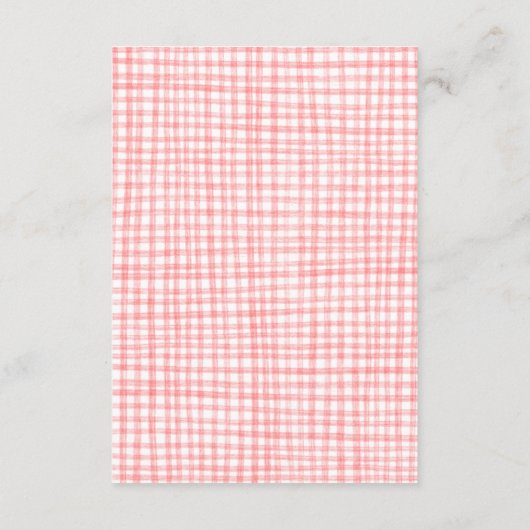 Gingham Picnic Modern Niedliches CUSTOM QR Brautpa Begleitkarte (Rückseite)