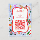 Gingham Picnic Modern Niedliches CUSTOM QR Brautpa Begleitkarte (Vorderseite)