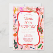 Gingham Picnic Moderne Niedliche CUSTOM BIRTHDAY P Einladung (Vorderseite)