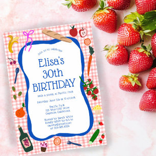 Gingham Picnic Moderne Niedliche CUSTOM BIRTHDAY P Einladung