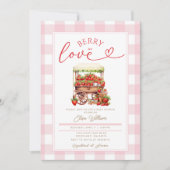 Gingham Pink Berry in Liebe Babydusche Einladung (Vorderseite)