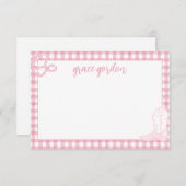 Gingham Pink Boot Girls Stationery Danke Karte (Vorne/Hinten)
