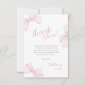 Gingham Pink Bow Baby Dusche Danke Karte (Vorderseite)