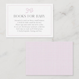 Gingham Pink Bow Baby Girl Baby Showbücher für B Visitenkarte