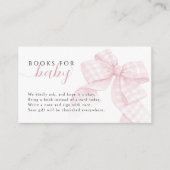 Gingham Pink Bow Baby Showbücher für Baby 3,5x2" Begleitkarte (Vorderseite)