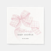 Gingham Pink Bow Baby Shower Serviette (Vorderseite)